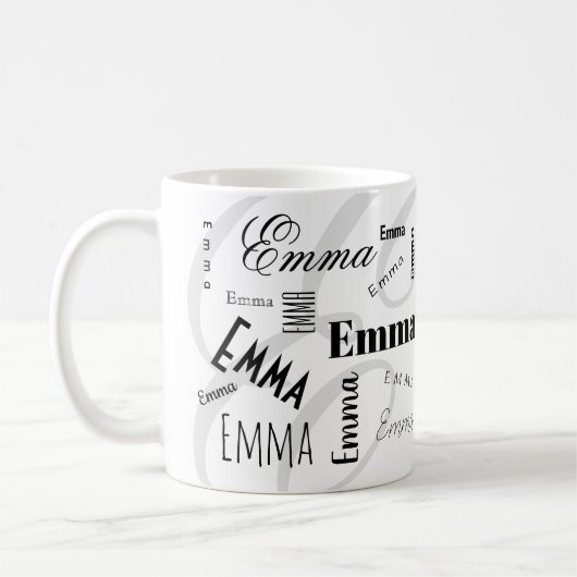 Emma Custom Name Black White Coffee Mug Kaffeetasse (Links)