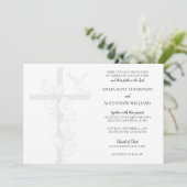 Emma Elegant Cross & Doves Christlich Wedding Einladung (Stehend Vorderseite)