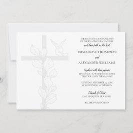 Emma Elegant Cross & Doves Christlich Wedding Einladung