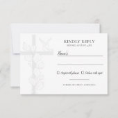 Emma Elegant Cross & Doves Christlich Wedding RSVP Karte (Vorderseite)