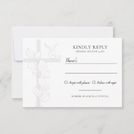 Emma Elegant Cross & Doves Christlich Wedding RSVP Karte