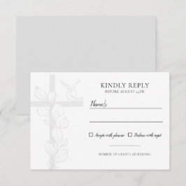 Emma Elegant Cross & Doves Christlich Wedding RSVP Karte
