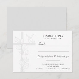 Emma Elegant Cross & Doves Wedding Meal Choice RSVP Karte