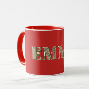 Emma Elegant Golden Glitzer Look Typografie Name Tasse