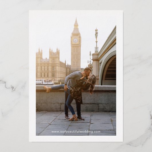 Emma Elegant Wedding Save the Date Folieneinladung (Rückseite)