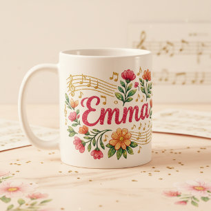 Emma Floral Musikliebhaber Glitzer-Tasse Kaffeetasse