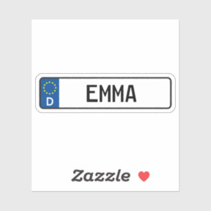 Emma German Car License Plate Aufkleber