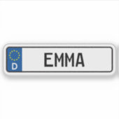 Emma German Car License Plate Aufkleber (Vorderseite)