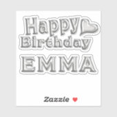 Emma Happy Birthday silver Aufkleber Sticker (Blatt)