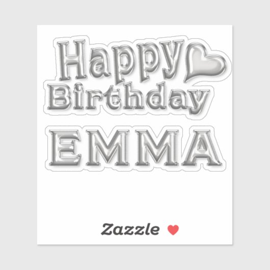 Emma Happy Birthday silver Aufkleber Sticker (Blatt)