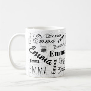 Emma Individuelle Name Schwarz-weiß Coffee Tasse