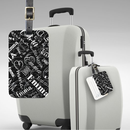 Emma Individuelle Name Schwarz-weiß Gepäckanhänger
