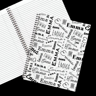 Emma Individuelle Name Schwarz-weiß Notizblock