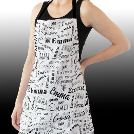 Emma Individuelle Name Schwarz-weiß Schürze