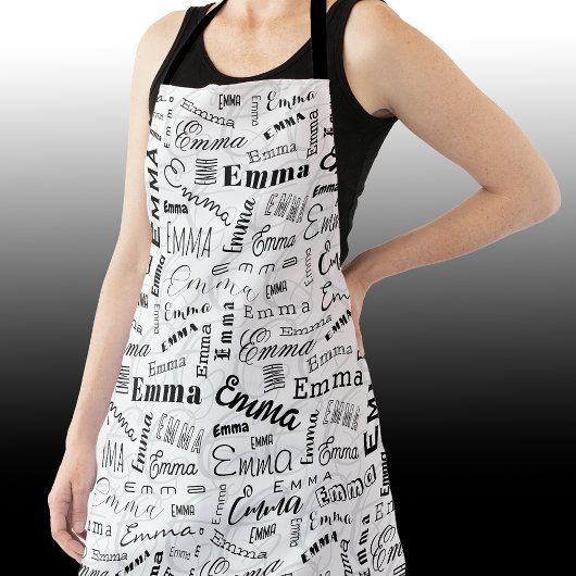 Emma Individuelle Name Schwarz-weiß Schürze