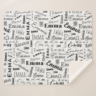 Emma Individuelle Name Schwarz-weiß Sherpadecke