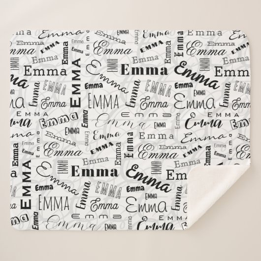 Emma Individuelle Name Schwarz-weiß Sherpadecke (Vorderseite (Horizontal))