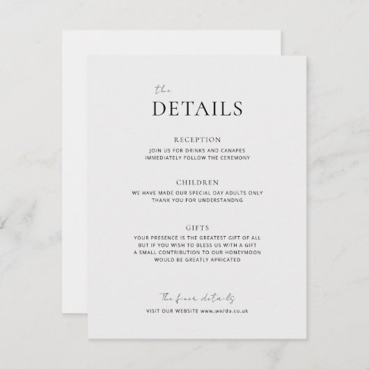 EMMA Minimalistisch Dove Gray Details Umschließung Begleitkarte (Vorne/Hinten)