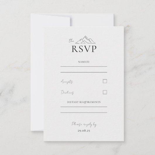 EMMA Mountain Minimalistisch Dove Gray Response Ca RSVP Karte (Vorderseite)