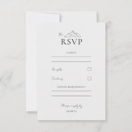 EMMA Mountain Minimalistisch Dove Gray Response Ca RSVP Karte