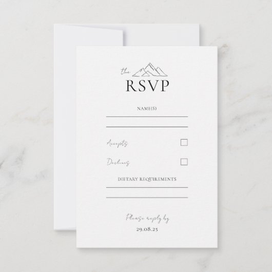 EMMA Mountain Minimalistisch Dove Gray Response Ca RSVP Karte (Vorderseite)
