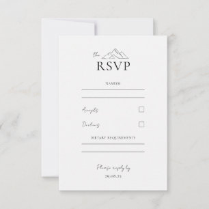 EMMA Mountain Minimalistisch Dove Gray Response Ca RSVP Karte