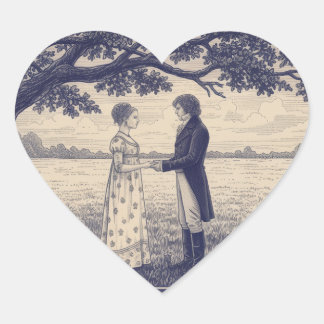 Emma & Mr. Knightley Herz-Aufkleber