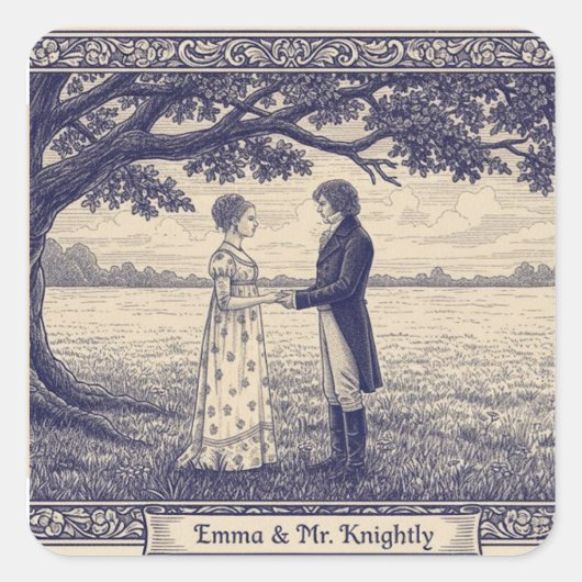 Emma & Mr. Knightley Quadratischer Aufkleber (Vorderseite)