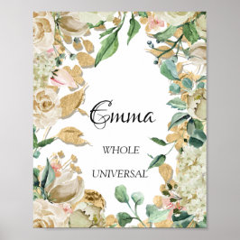 Emma Name bedeutet Floral Mint Bridal Geburtstagsg Poster