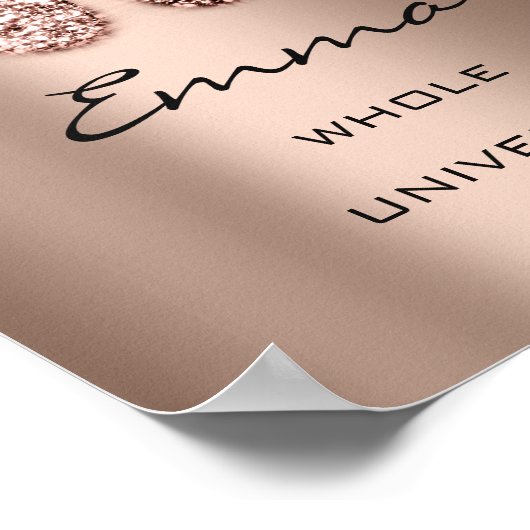 Emma Name bedeutet New Baby Feet Rose Glitzer Poster (Ecke)