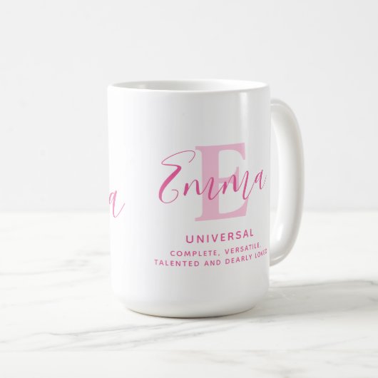 Emma-Name Bedeutung und monogramm rosa Text Kaffeetasse (VorderseiteRechts)