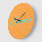Emma Name Design Pattern Große Wanduhr (Winkel)