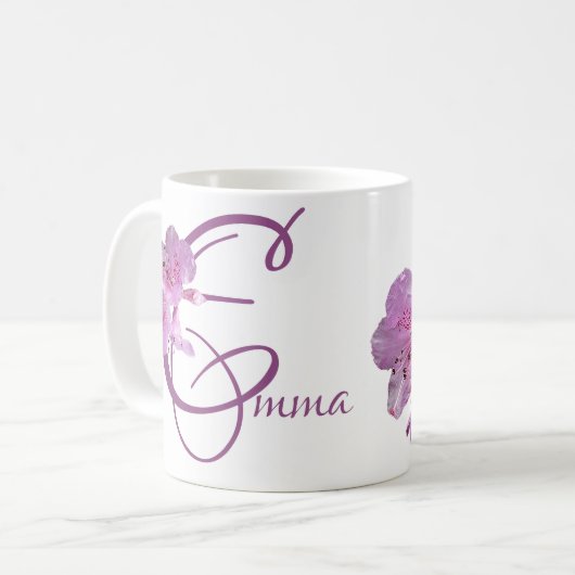 Emma-Name pink floral boho Kaffeetasse (Vorderseite Links)
