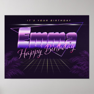 Emma Name Vorname lila retro Poster Geburtstag