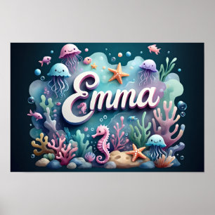 Emma Ocean Kinderzimmer Wall Art Unterwasser-Meere Poster