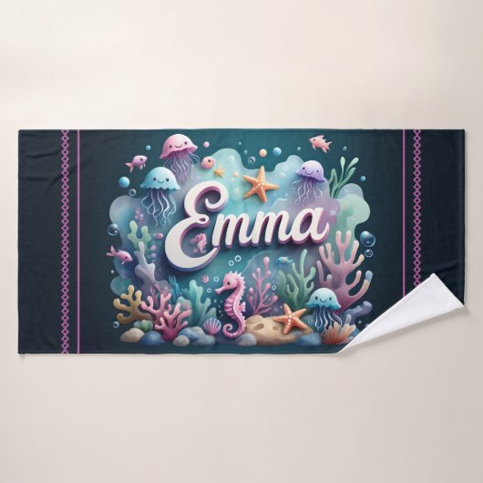 Emma Personalisiert Ocean Quallyfish Unterwasser Badehandtuch (Badehandtuch)