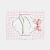 Emma Personalisiert Pink Bow & Gingham Print Fleecedecke (Vorderseite (Horizontal))