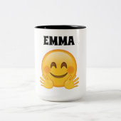 Emma personalisierte emoji Kaffee-Tasse Zweifarbige Tasse (Mittel)