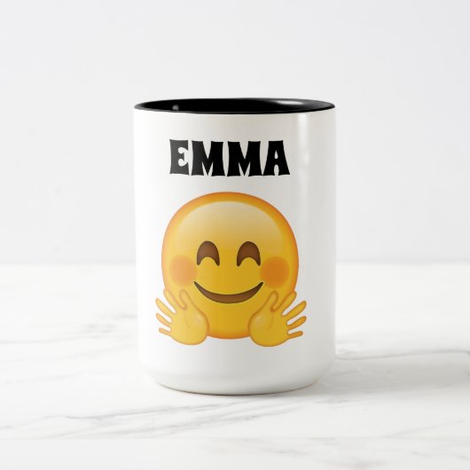Emma personalisierte emoji Kaffee-Tasse Zweifarbige Tasse (Mittel)