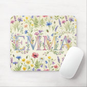 Emma Personalisierte Name Wasserfarbe Wildblumen M Mousepad (Mit Mouse)