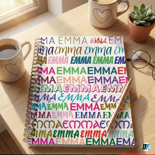 Emma Personalisierter Name Farbige Typografie Must Notizblock
