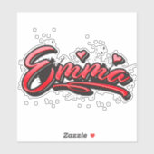 Emma red Heart Graffiti Aufkleber Sticker (Blatt)