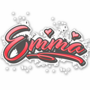 Emma red Heart Graffiti Aufkleber Sticker