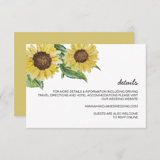 EMMA Rustic Country Watercolor Sonnenblume Einladung (Vorne/Hinten)