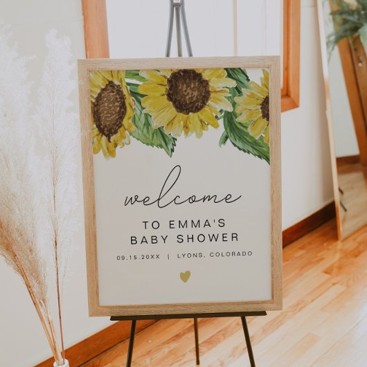 EMMA Rustic Sunflower Baby Dusche Willkommen Poster