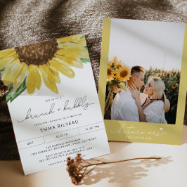 EMMA Rustic Sunflower Bridal Brunch und Bubbly Einladung