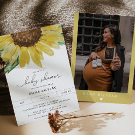 EMMA Rustic Sunflower Floral Country Baby Dusche Einladung