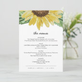 Emma - Rustic Sunflower Wedding Menu Cards Einladung (Stehend Vorderseite)