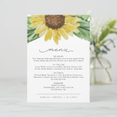 EMMA Rustic Watercolor Sonnenblumen Country Menu C Einladung (Stehend Vorderseite)