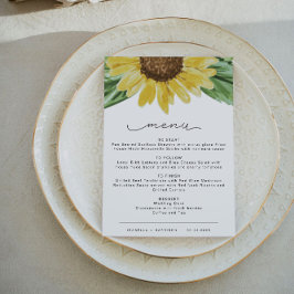 EMMA Rustic Watercolor Sonnenblumen Country Menu C Einladung